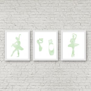 Mint Watercolor Ballerina Printables