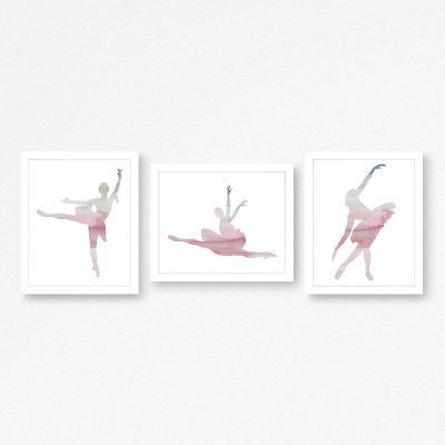 Pink & Gray Watercolor Ballerina Printables