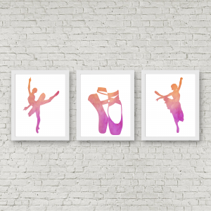 Ombre Watercolor Ballerina Printables