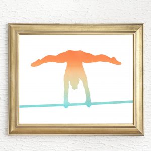 Female Gymnast on Uneven Bars