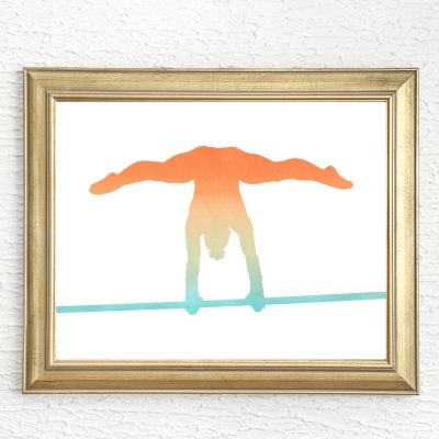 Female Gymnast on Uneven Bars