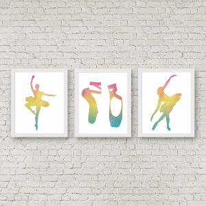 Colorful Watercolor Ballerina Printables