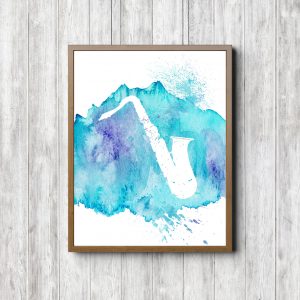 Blue Printable Saxophone Poster