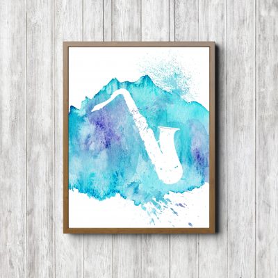 Blue Printable Saxophone Poster