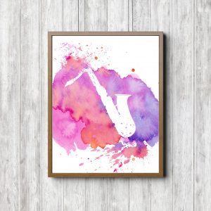 Pink Printable Saxophone Poster