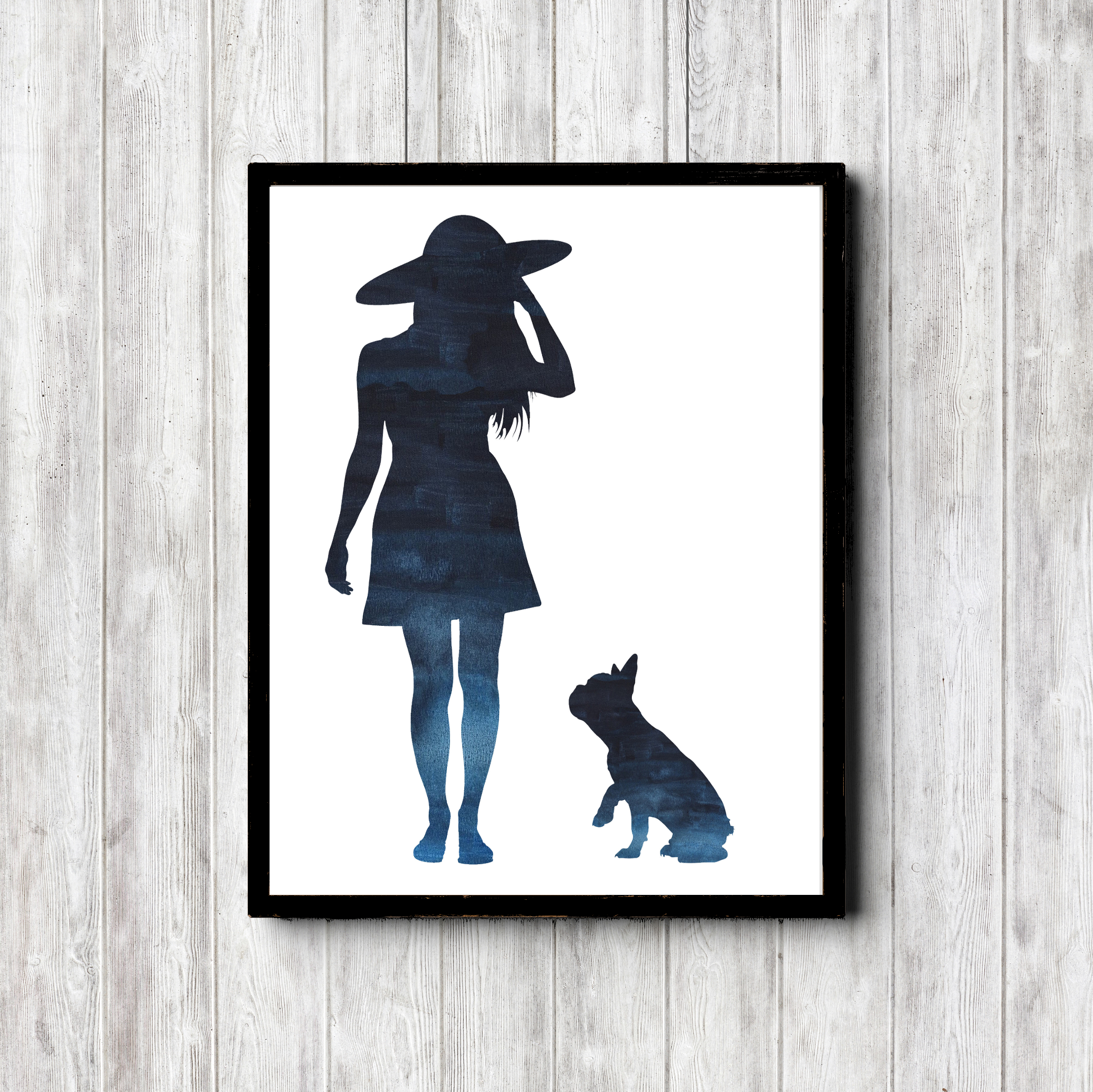 Printable Woman & Dog Silhouette