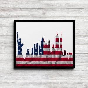 American Flag New York Skyline Printable