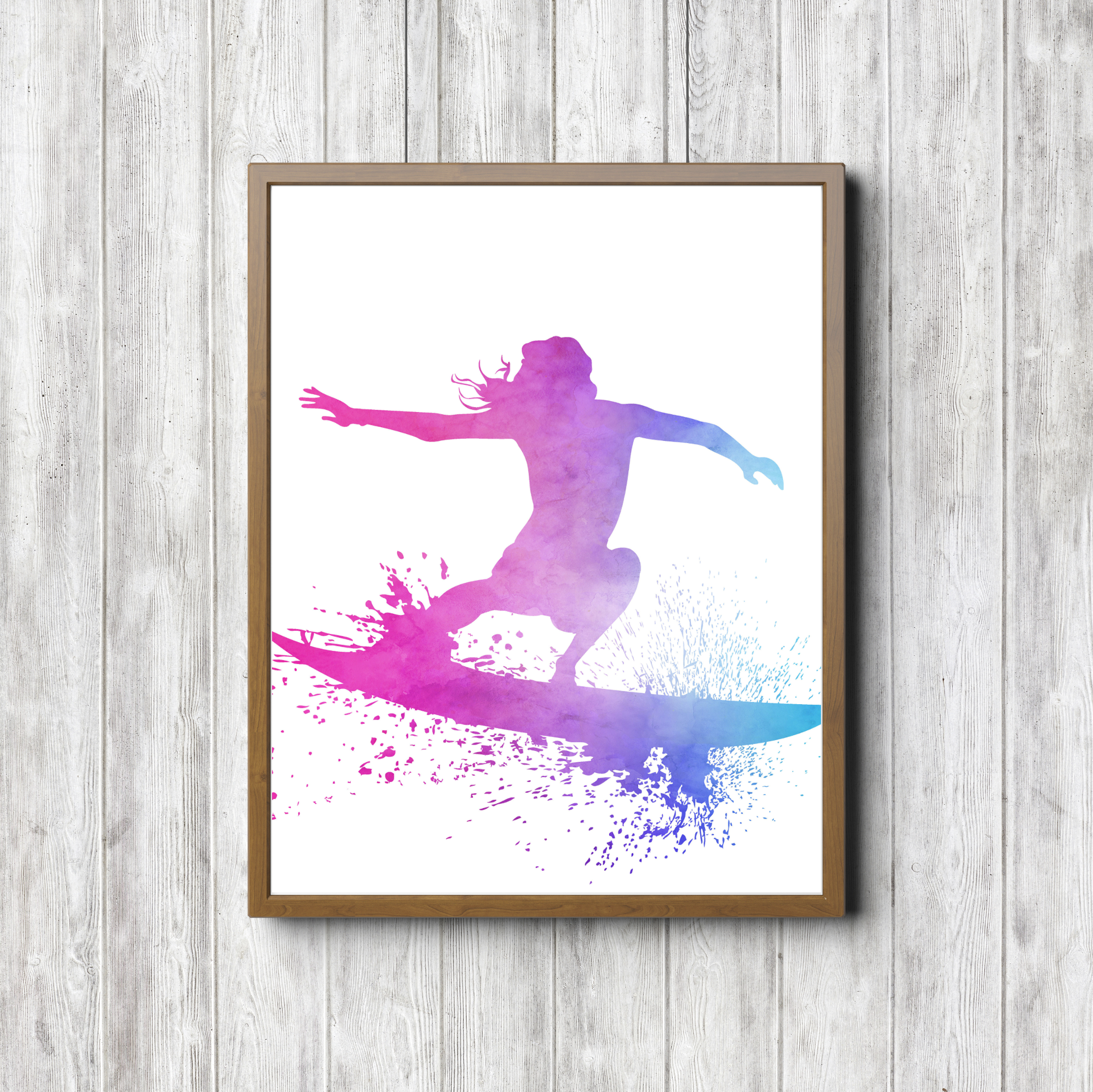 Female Surfer Watercolor Printable
