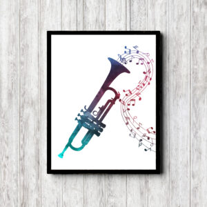 Trumpet & Music Notes Wall Art