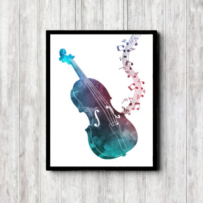 Watercolor Violin Music Printable